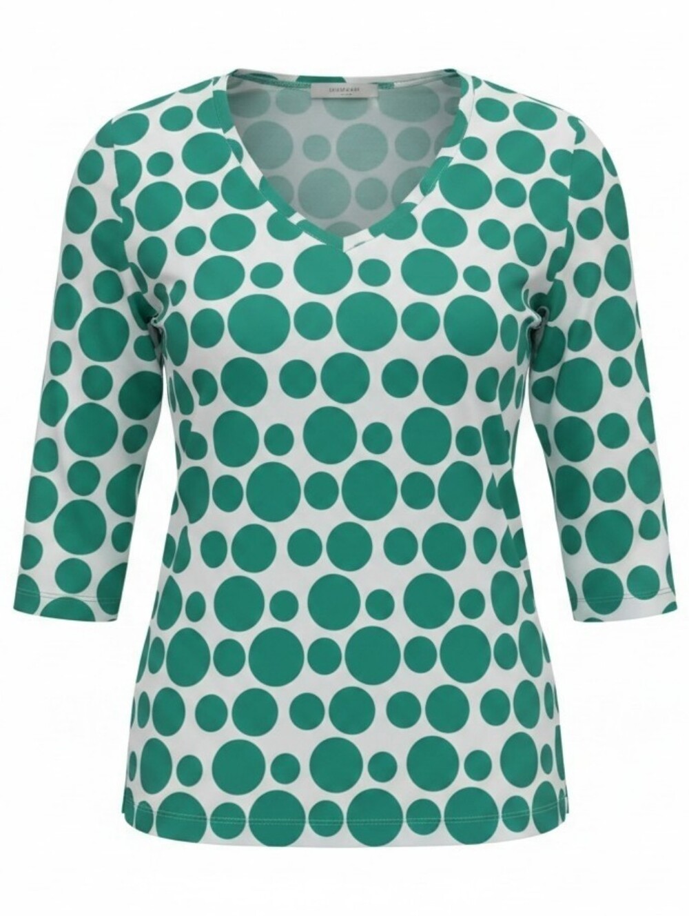ULLA POPKEN | Luxury Collection Pima Cotton Green Polka‎ Dot Tunic Top | 2X / 3X